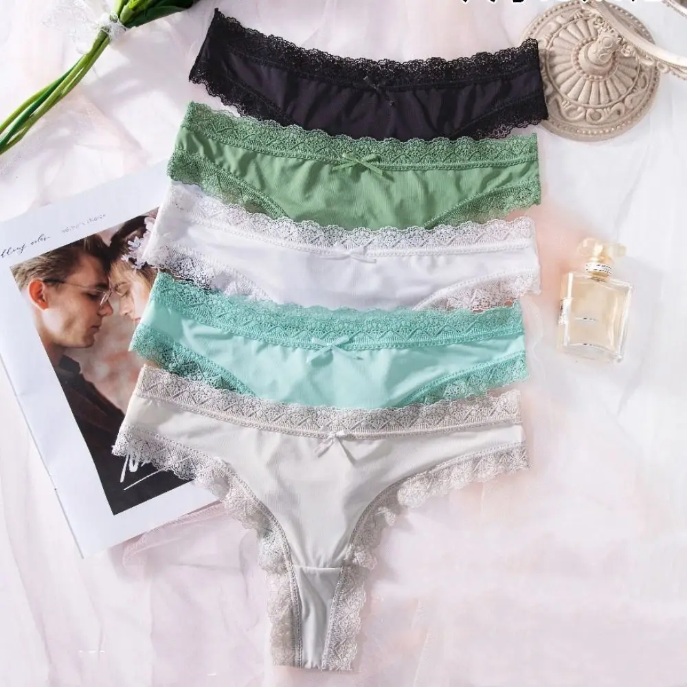 Quick Drye Seamless Ice Silk Panties Thong Cotton Crotch Lace Bow Briefs Underwear Female Lingerie Women's Summer Panties Lady
Quick Drye Seamless Ice Silk Panties Thong Cotton Crotch Lace Bow Briefs Underwear Female Lingerie Women's Summer Panties Lady