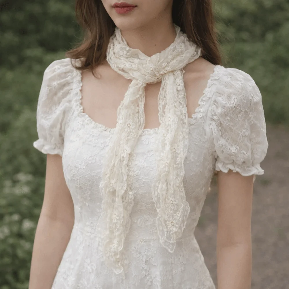 Trendy Flower Lace Neck Scarf White Beige Long Slim Ribbon Headband Versatile Lace Edge Photo-Ready Shawl Photo Props
Trendy Flower Lace Neck Scarf White Beige Long Slim Ribbon Headband Versatile Lace Edge Photo-Ready Shawl Photo Props