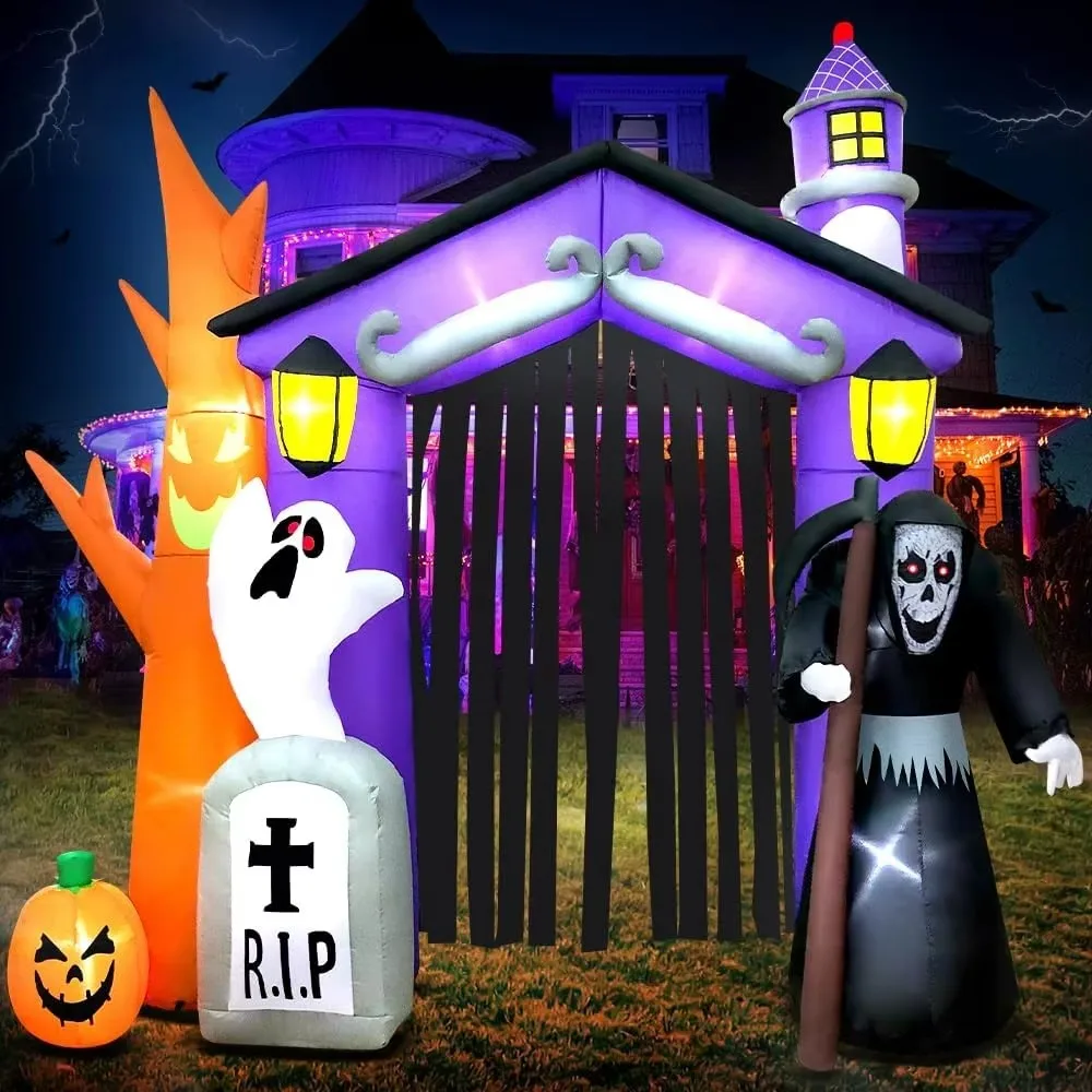 9 FT Halloween Inflatables Haunted House Castle Archway with Tombstone Led Light Outdoor Decorations Blow Up Garden Party Toys
9 FT Halloween Inflatables Haunted House Castle Archway with Tombstone Led Light Outdoor Decorations Blow Up Garden Party Toys