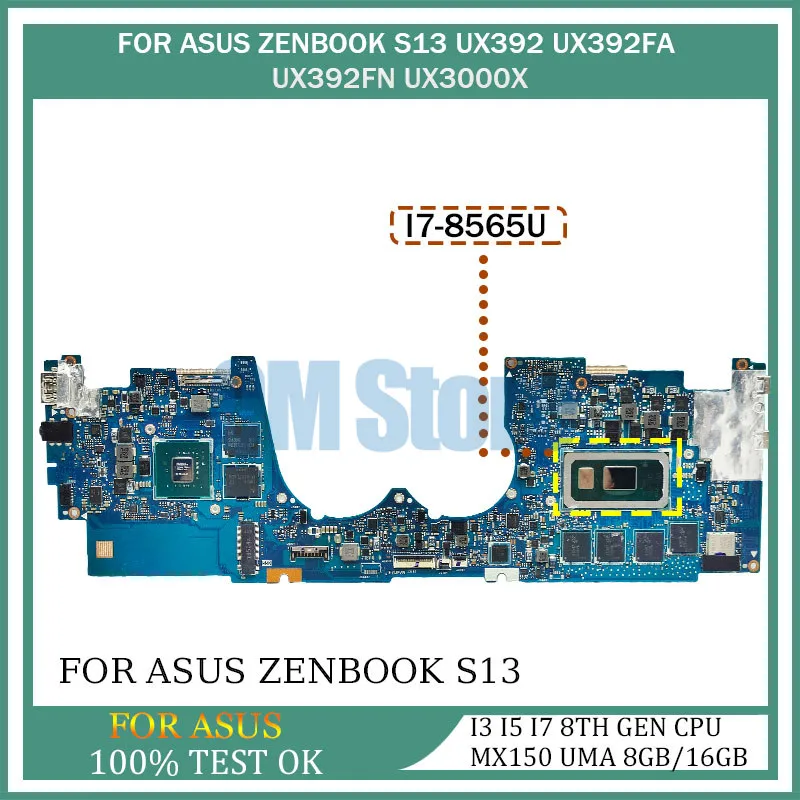 For ASUS ZenBook S13 UX392F UX392FA UX392FN UX3000X Laptop Motherboard I3 I5 I7 8th Gen CPU MX150 UMA 8GB/16GB Notebook Board
For ASUS ZenBook S13 UX392F UX392FA UX392FN UX3000X Laptop Motherboard I3 I5 I7 8th Gen CPU MX150 UMA 8GB/16GB Notebook Board