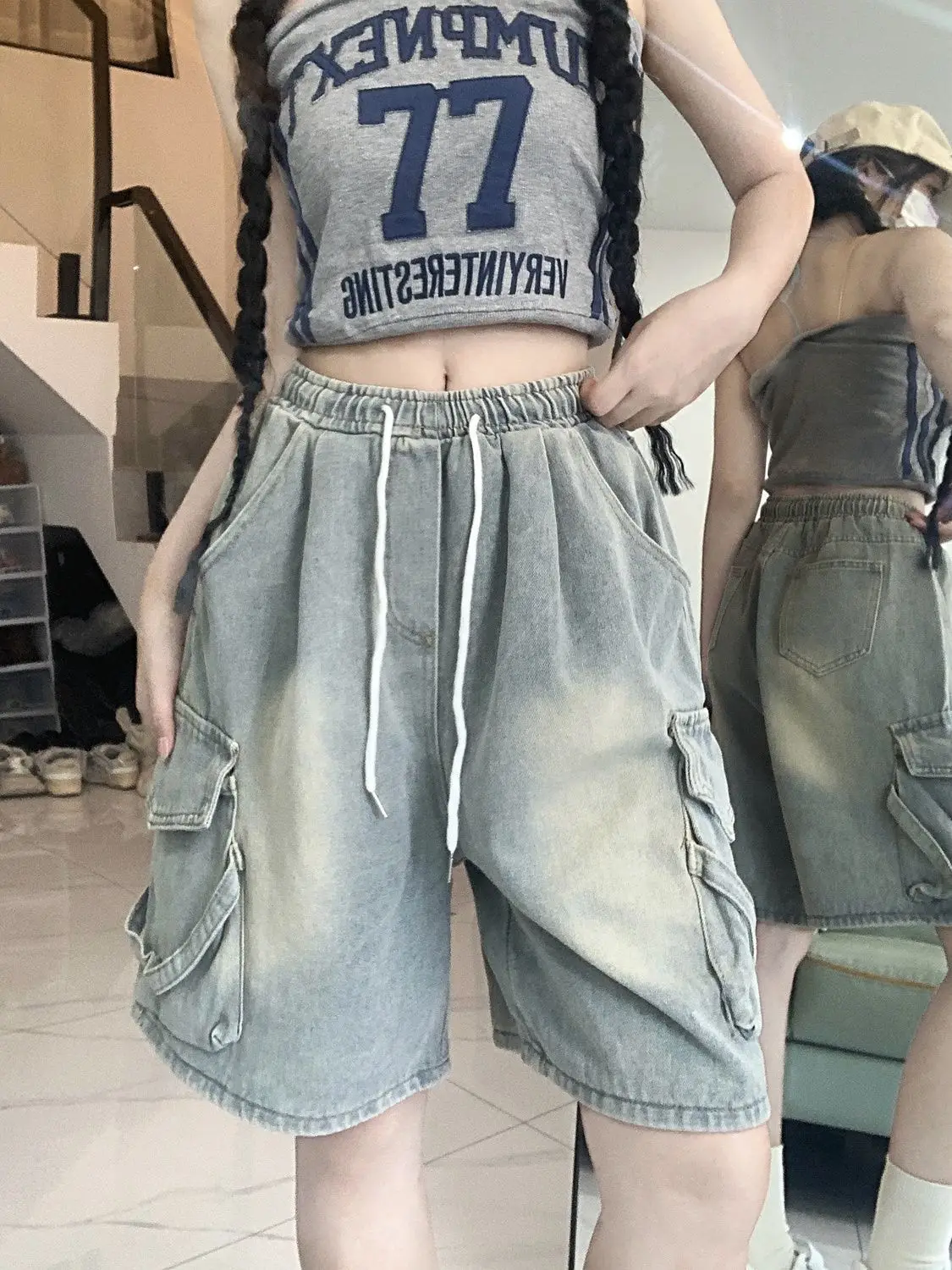 American High Street Denim Five-point Pants Women's Summer New Big Pocket Oversize Straight Loose Jeans
American High Street Denim Five-point Pants Women's Summer New Big Pocket Oversize Straight Loose Jeans