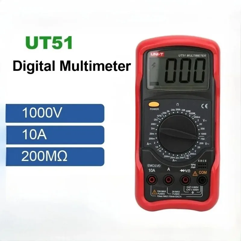 UNI-T UT51 Digital Multimeter Multi-function Multimeter Unilead High Precision Digital Display Electrical Instrument
UNI-T UT51 Digital Multimeter Multi-function Multimeter Unilead High Precision Digital Display Electrical Instrument