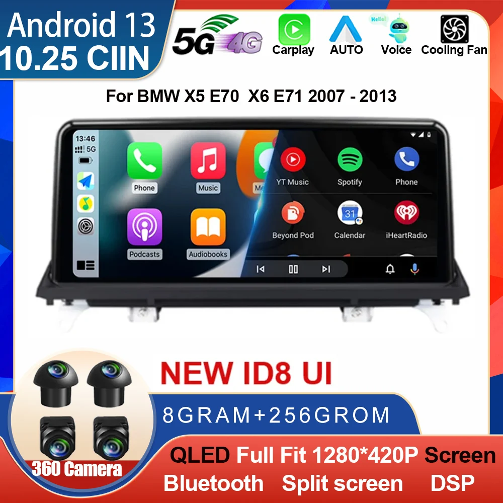 Автомобильный мультимедийный экран Carplay, Android 13, для BMW X5 E70 X6 E71 2007-2013, CCC CIC NBT, радио, 4G, GPS-навигация
Автомобильный мультимедийный экран Carplay, Android 13, для BMW X5 E70 X6 E71 2007-2013, CCC CIC NBT, радио, 4G, GPS-навигация