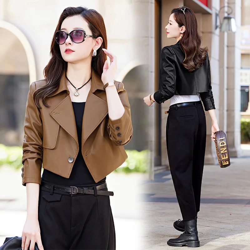 2024 Spring and Autumn Small Leather Coat Women's Short New Korean Edition Western Leisure Versatile Suit Collar Sheepskin
2024 Spring and Autumn Small Leather Coat Women's Short New Korean Edition Western Leisure Versatile Suit Collar Sheepskin