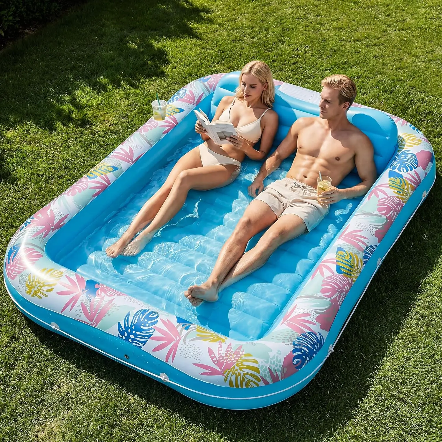 87" x 63" Extra Large Pool Float with Headrest & Cup Holder for Adults, Inflatable Sun Tan Lounger for Pool, Beach, Backyard
87" x 63" Extra Large Pool Float with Headrest & Cup Holder for Adults, Inflatable Sun Tan Lounger for Pool, Beach, Backyard