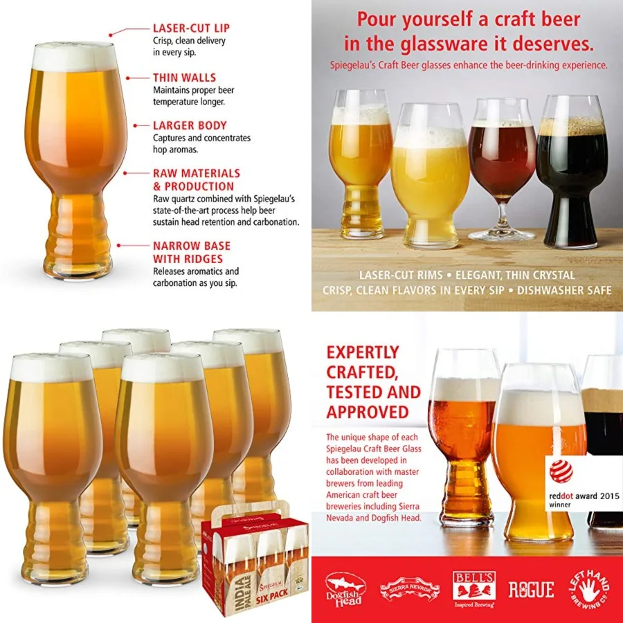 IPA Beer Glasses, European Made Drinking Glass for Craft Beers, Cocktails, Sodas, Iced Beverages, Smoothies, Milkshakes, Kitche
IPA Beer Glasses, European Made Drinking Glass for Craft Beers, Cocktails, Sodas, Iced Beverages, Smoothies, Milkshakes, Kitche