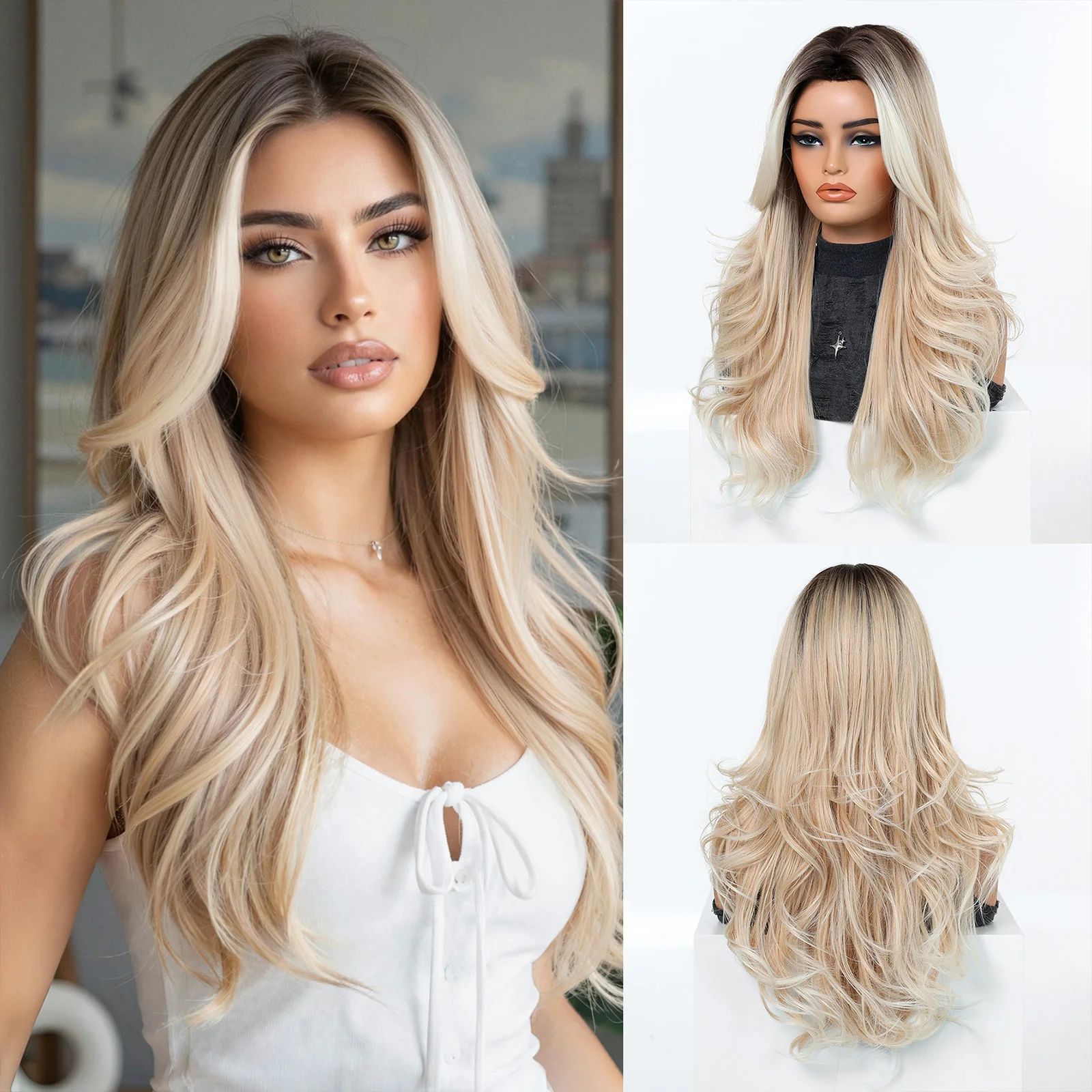 Platinum Blonde Ombre Gradient Long Body Wave Wigs Natural Loose Waves Heat Resistant Synthetic Hair Wear Silky Voluminous
Platinum Blonde Ombre Gradient Long Body Wave Wigs Natural Loose Waves Heat Resistant Synthetic Hair Wear Silky Voluminous
