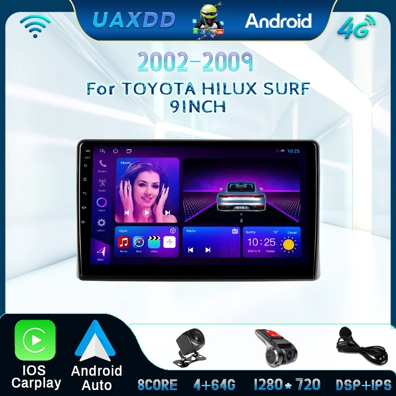Android navigation For TOYOTA HILUX SURF 2002-2009 multimedia video player 2Din Car Interior stereo radio HD screen Camera 9inch
Android navigation For TOYOTA HILUX SURF 2002-2009 multimedia video player 2Din Car Interior stereo radio HD screen Camera 9inch
