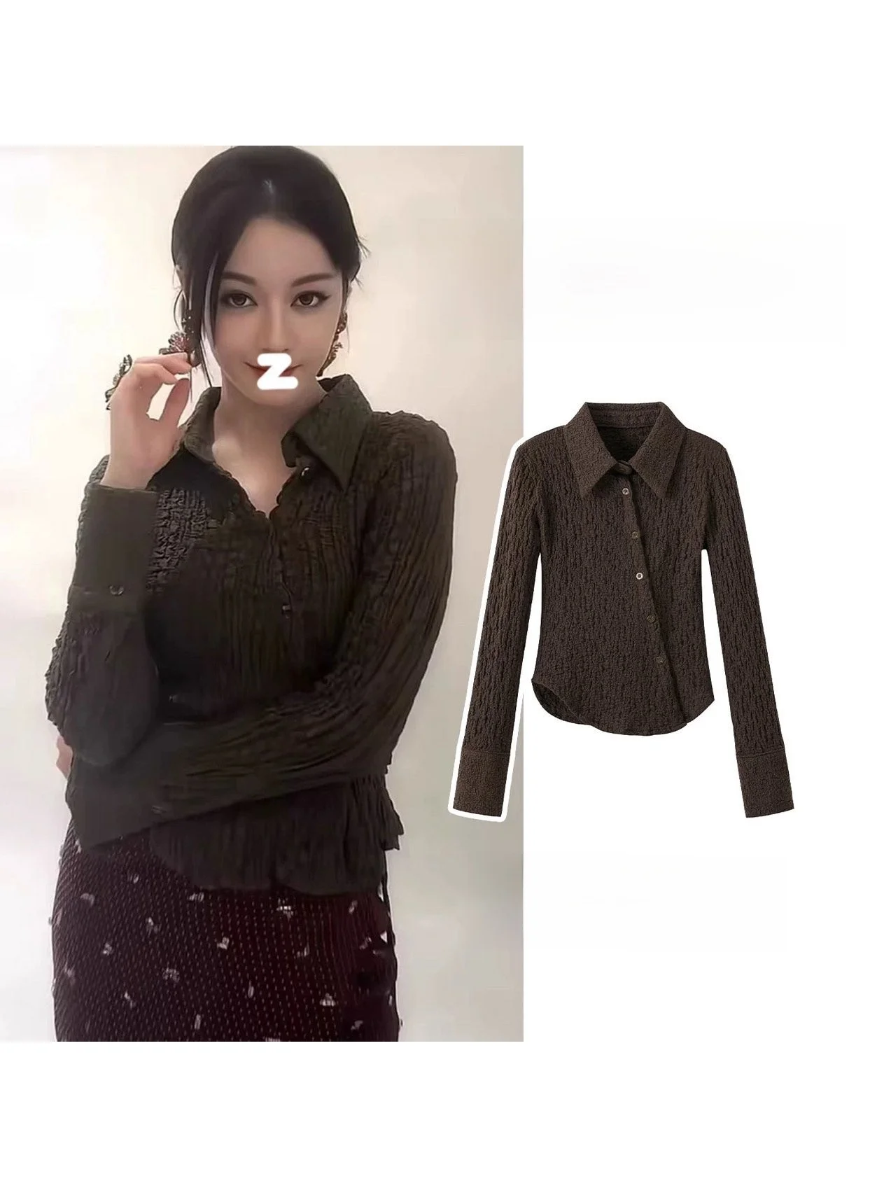 Dilireba Casual Style Women's Shirt Texture Folded Waist Inning Asymmetrical Long Sleeve Breathable Comfortable Slimming Top
Dilireba Casual Style Women's Shirt Texture Folded Waist Inning Asymmetrical Long Sleeve Breathable Comfortable Slimming Top