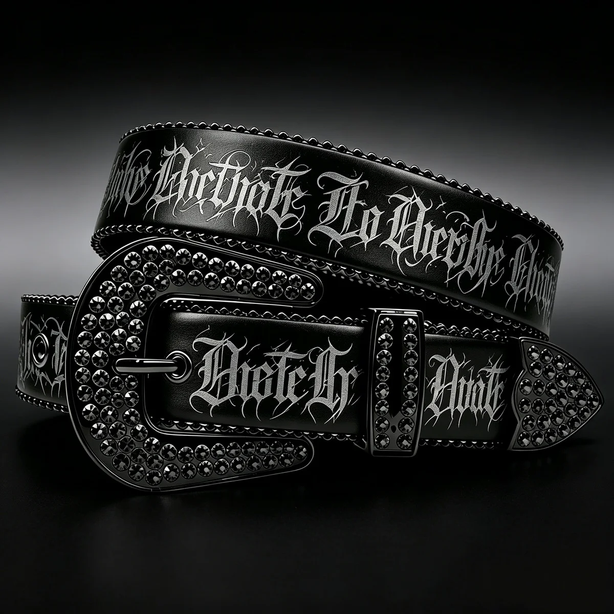 Dark Gothic English Print Rhinestone Belt, Gothic English Print Belt, Unisex, Adjustable Pin Buckle, Perfect for Jeans, Casual Wear, and Street Fashion, Decorative Accessory for Jeans and Dresses, Versatile for Commuting and Casual Wear
Dark Gothic English Print Rhinestone Belt, Gothic English Print Belt, Unisex, Adjustable Pin Buckle, Perfect for Jeans, Casual Wear, and Street Fashion, Decorative Accessory for Jeans and Dresses, Versatile for Commuting and Casual Wear