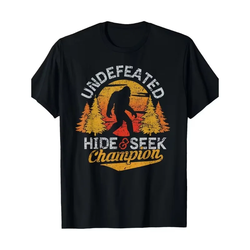 Забавная футболка Undefeated Hide & Seek Champion Sasquatch, винтажная мужская футболка, уличная хлопковая футболка в стиле Харадзюку, женские топы большого размера с рукавами
Забавная футболка Undefeated Hide & Seek Champion Sasquatch, винтажная мужская футболка, уличная хлопковая футболка в стиле Харадзюку, женские топы большого размера с рукавами