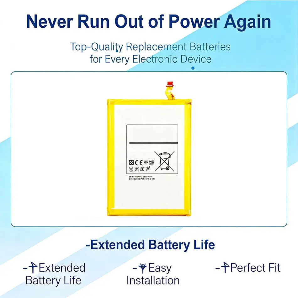 Аккумулятор для планшета EB-BT111ABE 3600 мАч для Samsung Galaxy Tab 3 Lite 7.0 SM T111 T110 T115
Аккумулятор для планшета EB-BT111ABE 3600 мАч для Samsung Galaxy Tab 3 Lite 7.0 SM T111 T110 T115