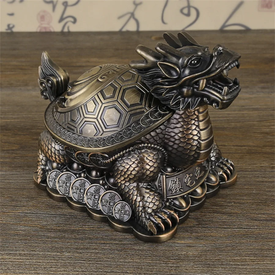 A metal ashtray with a dragon and turtle embossed pattern, with a lid to prevent smoke and dust, suitable for home and office
A metal ashtray with a dragon and turtle embossed pattern, with a lid to prevent smoke and dust, suitable for home and office