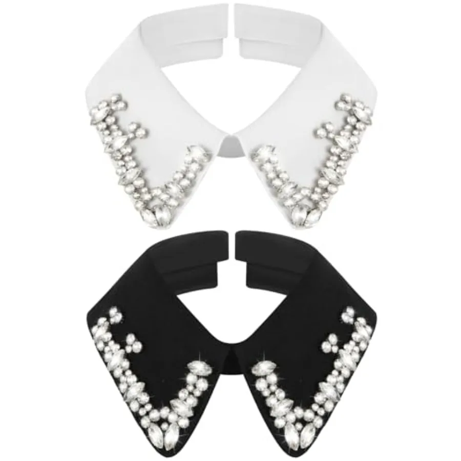 Geyoga 2 Pcs Dickey Rhinestones Collar for Women Detachable Fake False Collar Choker White Black Classic Style
Geyoga 2 Pcs Dickey Rhinestones Collar for Women Detachable Fake False Collar Choker White Black Classic Style