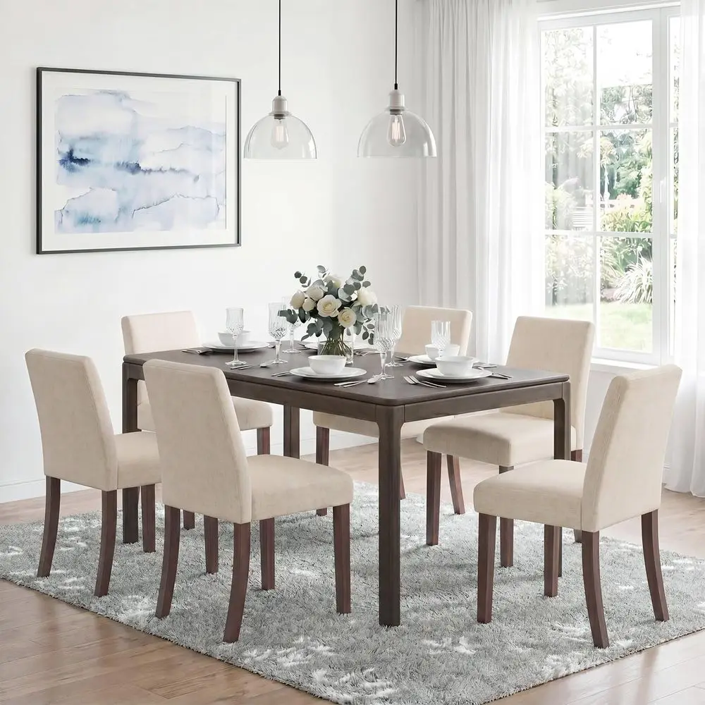 Dining Chairs Set of 6, MidCentury Dining Room Chairs with Wooden Legs, Farmhouse Fabric Parsons Chairs for Small Space Restaur
Dining Chairs Set of 6, MidCentury Dining Room Chairs with Wooden Legs, Farmhouse Fabric Parsons Chairs for Small Space Restaur