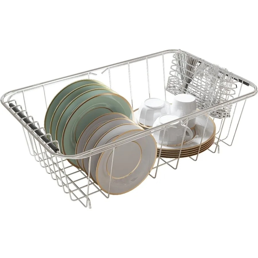 Compact Size 304 Stainless Steel Dish Rack: TripleUse Countertop OverSink Builtin Telescopic 14.9820.5 with Utensil Holder Rust
Compact Size 304 Stainless Steel Dish Rack: TripleUse Countertop OverSink Builtin Telescopic 14.9820.5 with Utensil Holder Rust