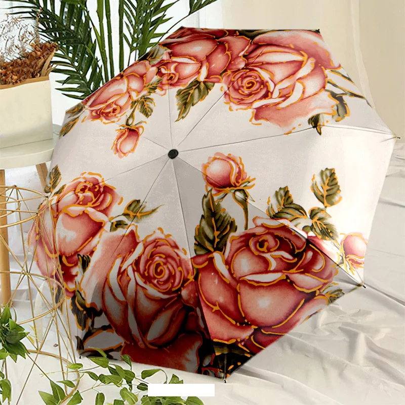 Automatic Open/Close Umbrella with One-Touch Button - Vintage Floral Rose Design in Pink, Beige, Golden, Brown - Compact Trave
Automatic Open/Close Umbrella with One-Touch Button - Vintage Floral Rose Design in Pink, Beige, Golden, Brown - Compact Trave