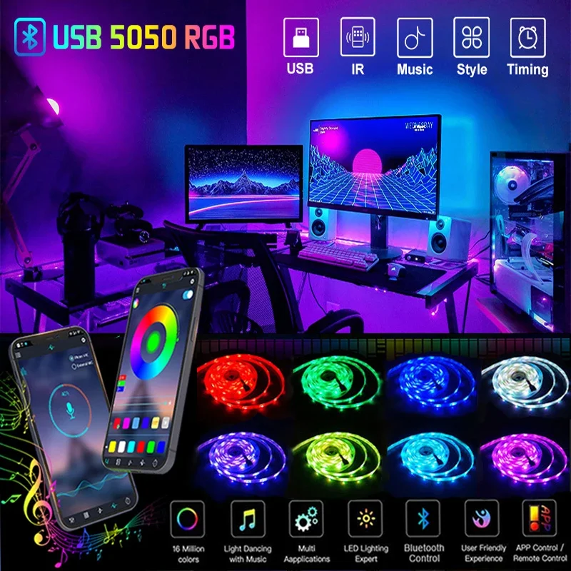 Светодиодная лента, Светодиодная лента RGB 5050 для подсветки телевизора, настольного экрана
Светодиодная лента, Светодиодная лента RGB 5050 для подсветки телевизора, настольного экрана