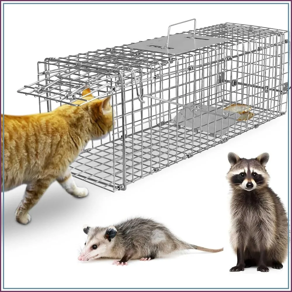 Collapsible Humane Live Animal Cage Trap, Galvanized Steel Trap for Rabbit, Stray Cat, Groundhog, Raccoon, 24"x8"x8"
Collapsible Humane Live Animal Cage Trap, Galvanized Steel Trap for Rabbit, Stray Cat, Groundhog, Raccoon, 24"x8"x8"