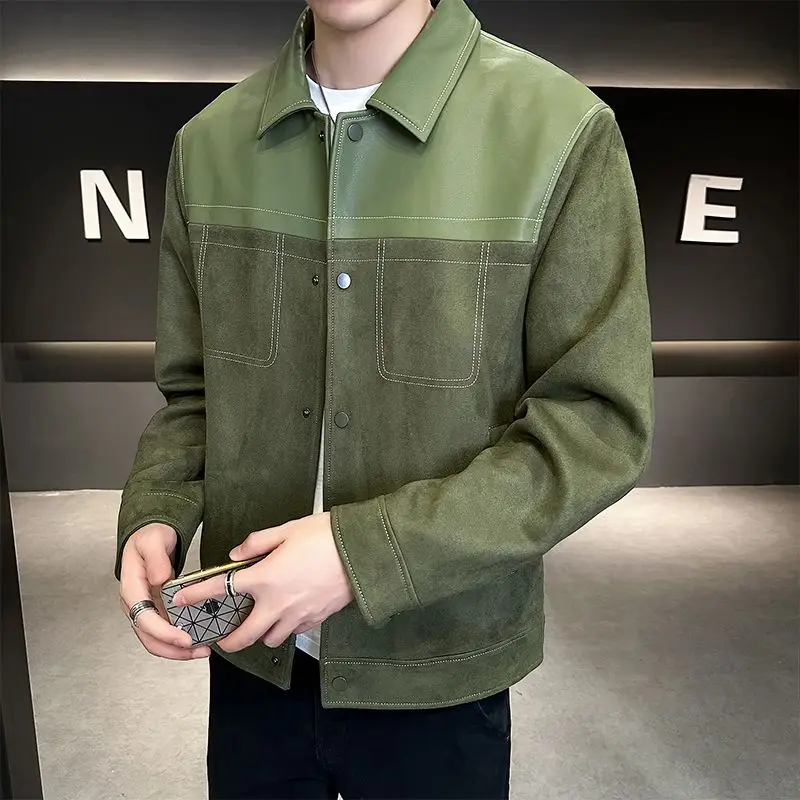 High-Grade Men Suede Jacket Male Fashion Stitching PU Leather Coat Korean Style Slim Fit Lapel Casual Versatile Outerwear
High-Grade Men Suede Jacket Male Fashion Stitching PU Leather Coat Korean Style Slim Fit Lapel Casual Versatile Outerwear