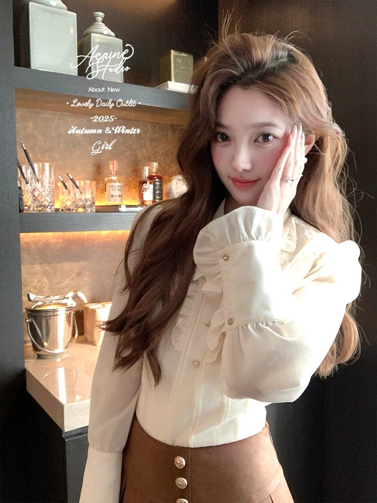 Женская блузка Acaine с кружевом и длинным рукавом, модная, для ношения под одеждой, с эффектом перекрытия, весна-осень, однотонная, во французском стиле, дышащая, приятная к телу.
Женская блузка Acaine с кружевом и длинным рукавом, модная, для ношения под одеждой, с эффектом перекрытия, весна-осень, однотонная, во французском стиле, дышащая, приятная к телу.