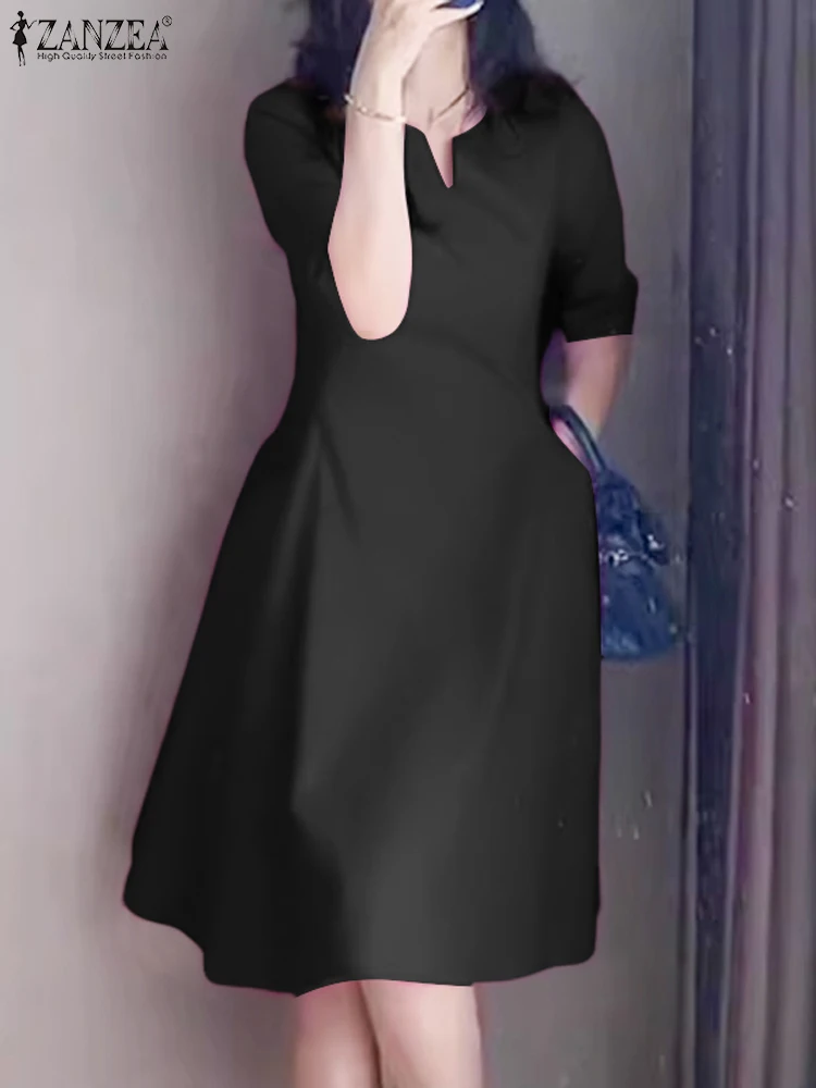 ZANZEA Korean Fashion Summer Pockets Vestidos Women Short Sleeve Dress Casual Solid V-Neck Robe Elegant Daily Knee Length Dress
ZANZEA Korean Fashion Summer Pockets Vestidos Women Short Sleeve Dress Casual Solid V-Neck Robe Elegant Daily Knee Length Dress