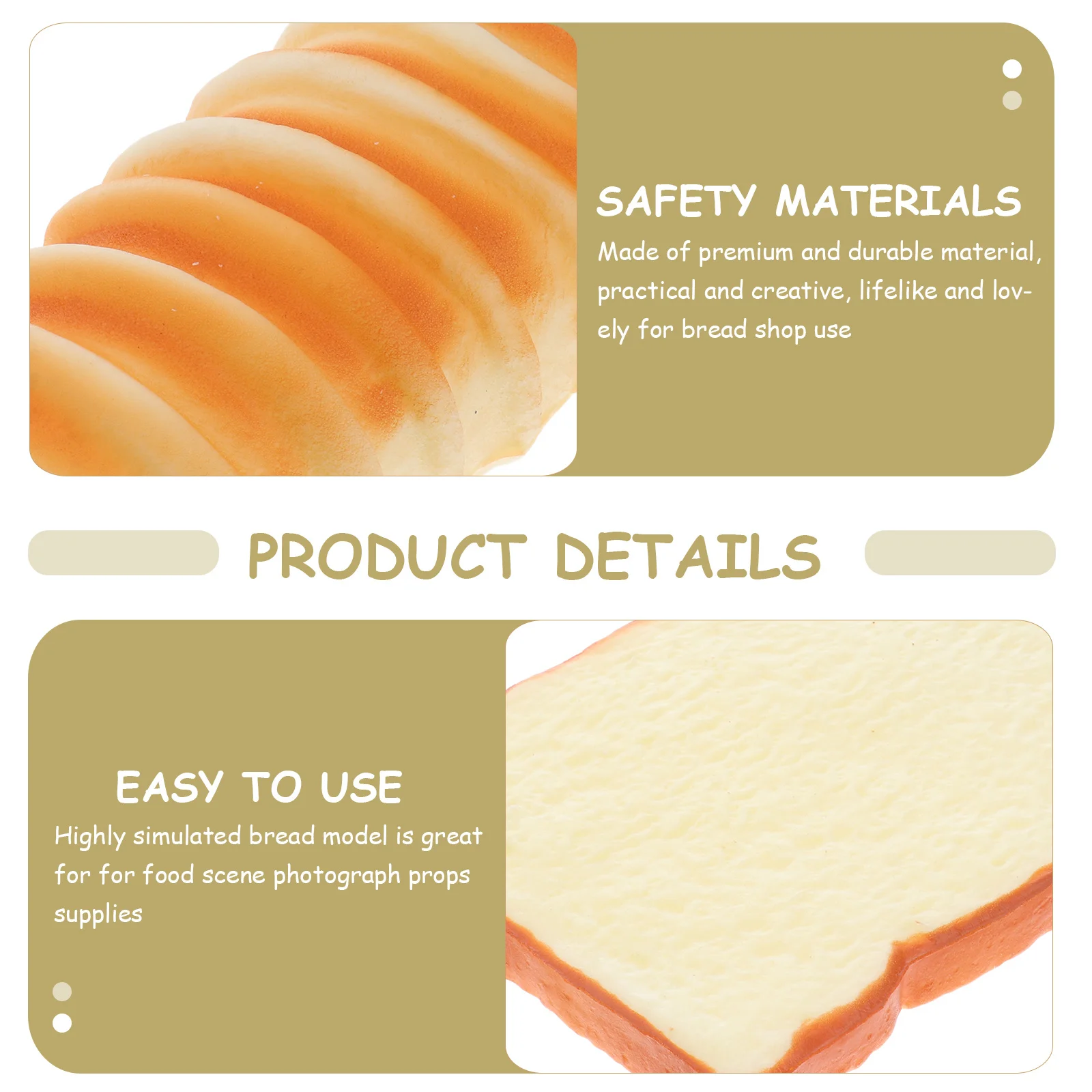 5Pcs Simulation Bread Prop Set Vivid Fake Bread Decor Highly Lifelike Bright Colors for Food Photography Bakery Display
5Pcs Simulation Bread Prop Set Vivid Fake Bread Decor Highly Lifelike Bright Colors for Food Photography Bakery Display