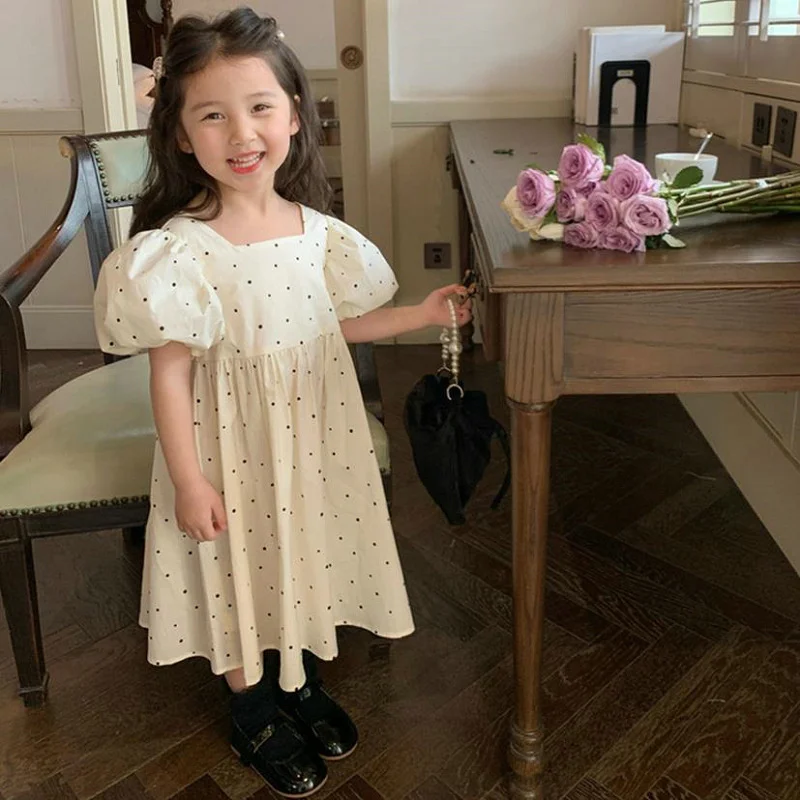 New Girls' Princess Dresses Summer Dotted Bubble Sleeves Dress Kids Fashion Back Bow Square Neck Dress Children's Clothes 2-6Y
New Girls' Princess Dresses Summer Dotted Bubble Sleeves Dress Kids Fashion Back Bow Square Neck Dress Children's Clothes 2-6Y