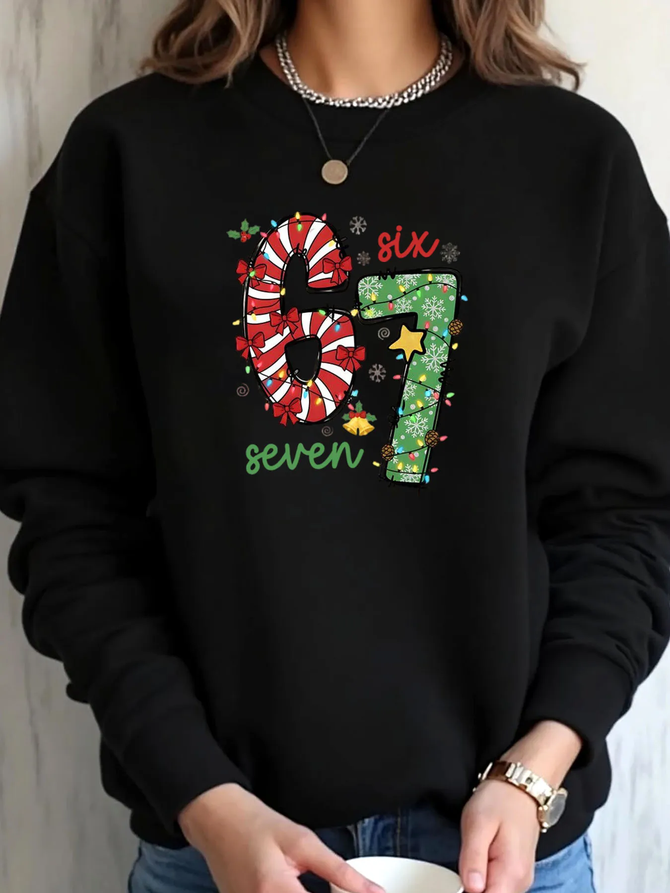 Женская толстовка больших размеров, рождественская конфета, номер 67, уличная одежда с принтом
Женская толстовка больших размеров, рождественская конфета, номер 67, уличная одежда с принтом