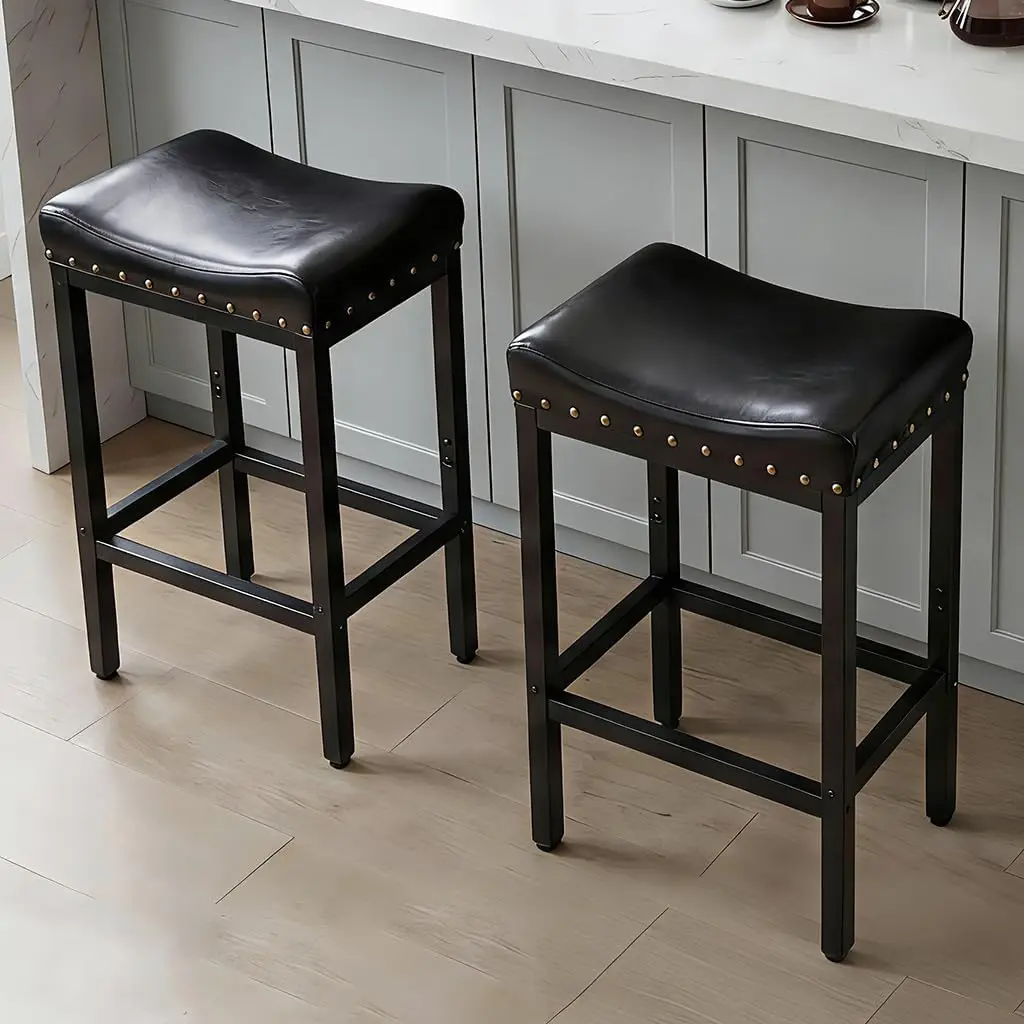 Counter Height Bar Stools Set of 2, 30 Inch, Industrial Vintage Bar Stool with Nailhead, Faux Leather Barstool with Footrest,
Counter Height Bar Stools Set of 2, 30 Inch, Industrial Vintage Bar Stool with Nailhead, Faux Leather Barstool with Footrest,