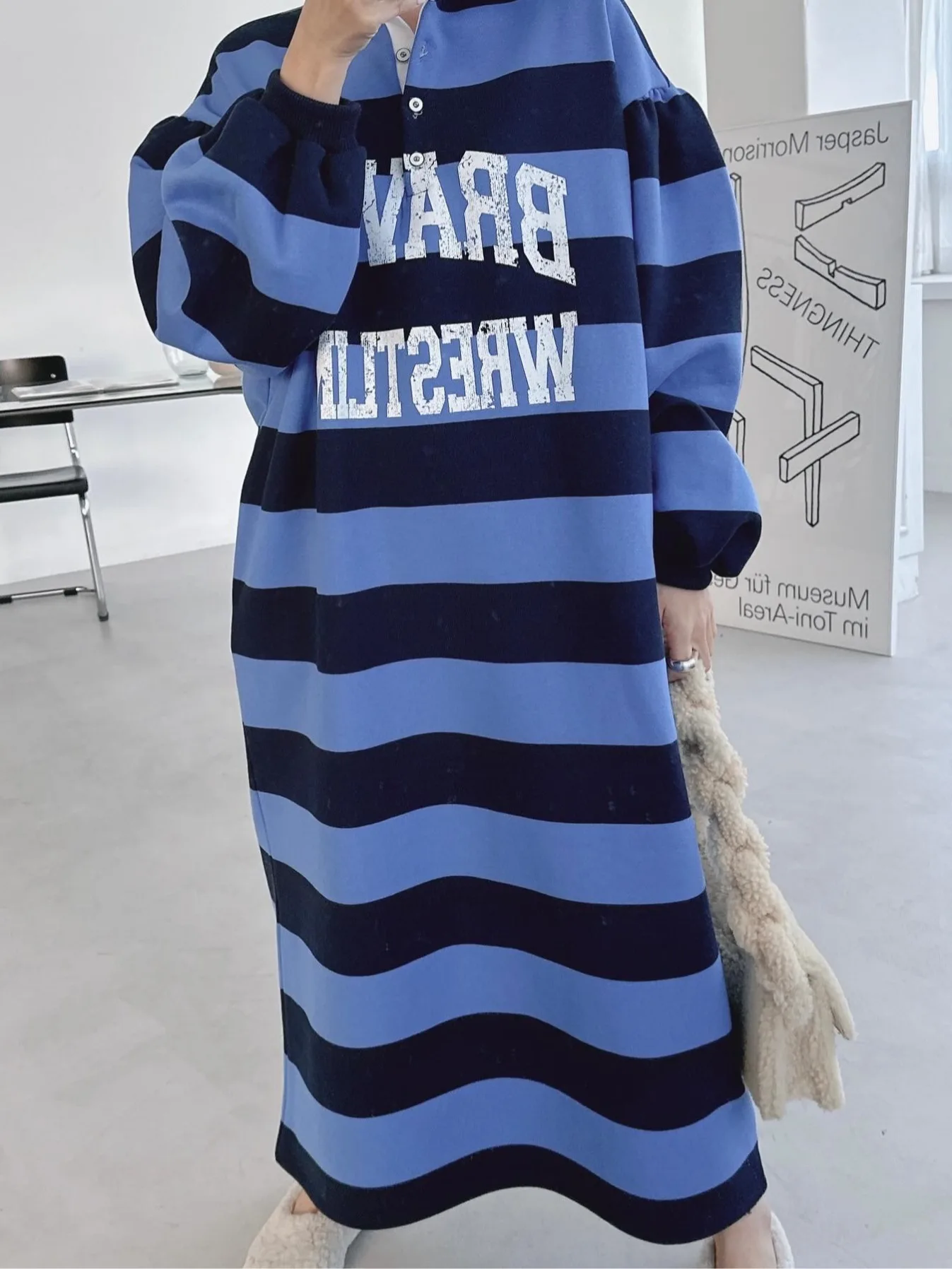 Color Blo Wide Stripes Sweatirt Dr Women's Collar Loose Lazy Sle Straight Letter Print Vintage Long Skirt
Color Blo Wide Stripes Sweatirt Dr Women's Collar Loose Lazy Sle Straight Letter Print Vintage Long Skirt