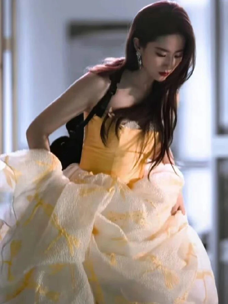 Yellow Strapl Evening Gown for Toast Ceremony Luxury Host Performance Dr Kimono Sle A-Line Skirt Formal Wear
Yellow Strapl Evening Gown for Toast Ceremony Luxury Host Performance Dr Kimono Sle A-Line Skirt Formal Wear