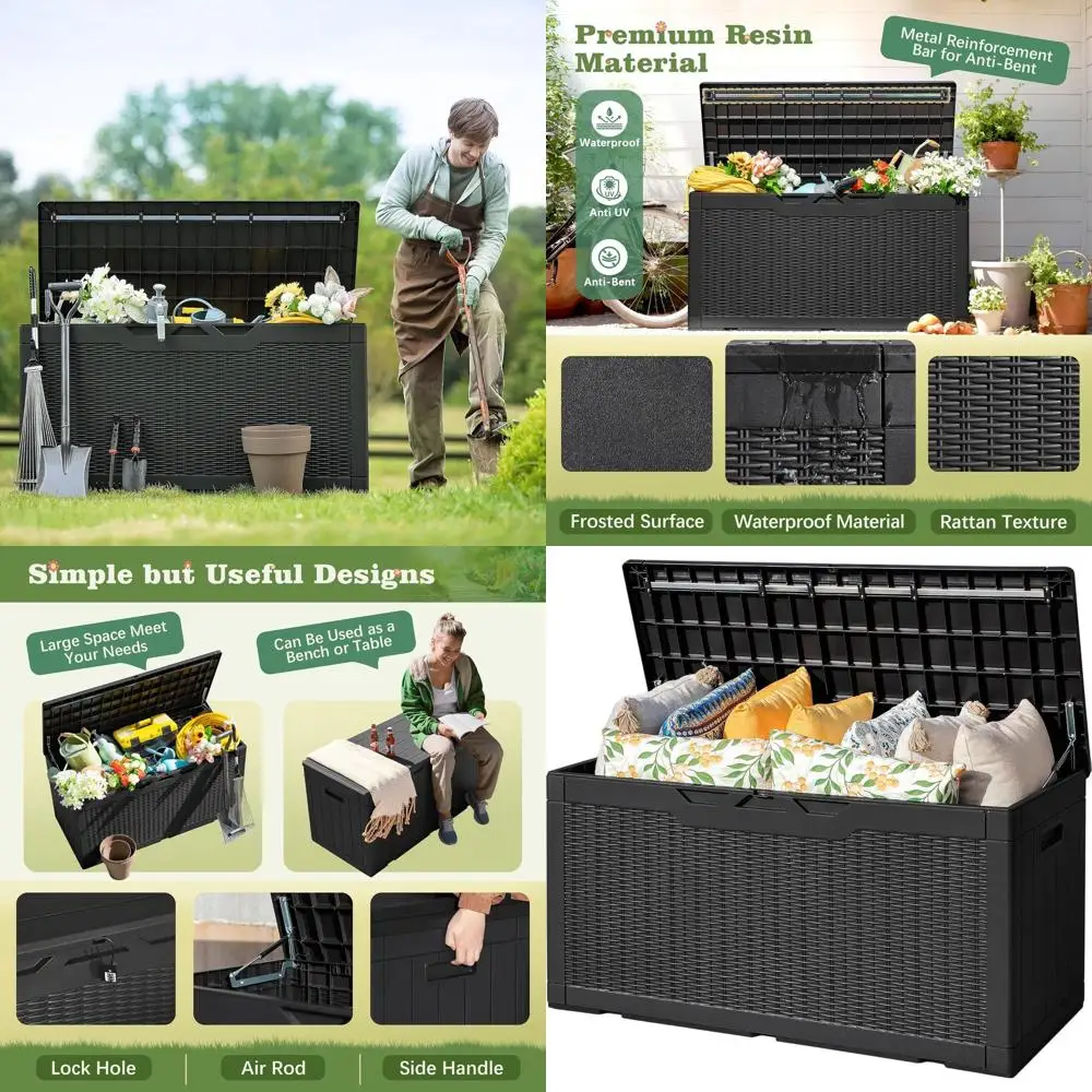 Outdoor Storage Box 100 Gallon Waterproof Resin Deck Box Delivery Box with Air Rod Indoor Outdoor Lockable Storage Bench for Pat
Outdoor Storage Box 100 Gallon Waterproof Resin Deck Box Delivery Box with Air Rod Indoor Outdoor Lockable Storage Bench for Pat