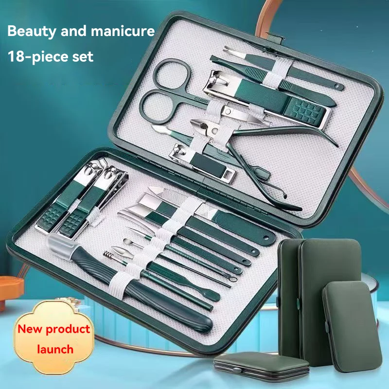 Nail clipper set, home nail clippers, dark green 18-piece set, pedicure, exfoliation and nail care tools
Nail clipper set, home nail clippers, dark green 18-piece set, pedicure, exfoliation and nail care tools