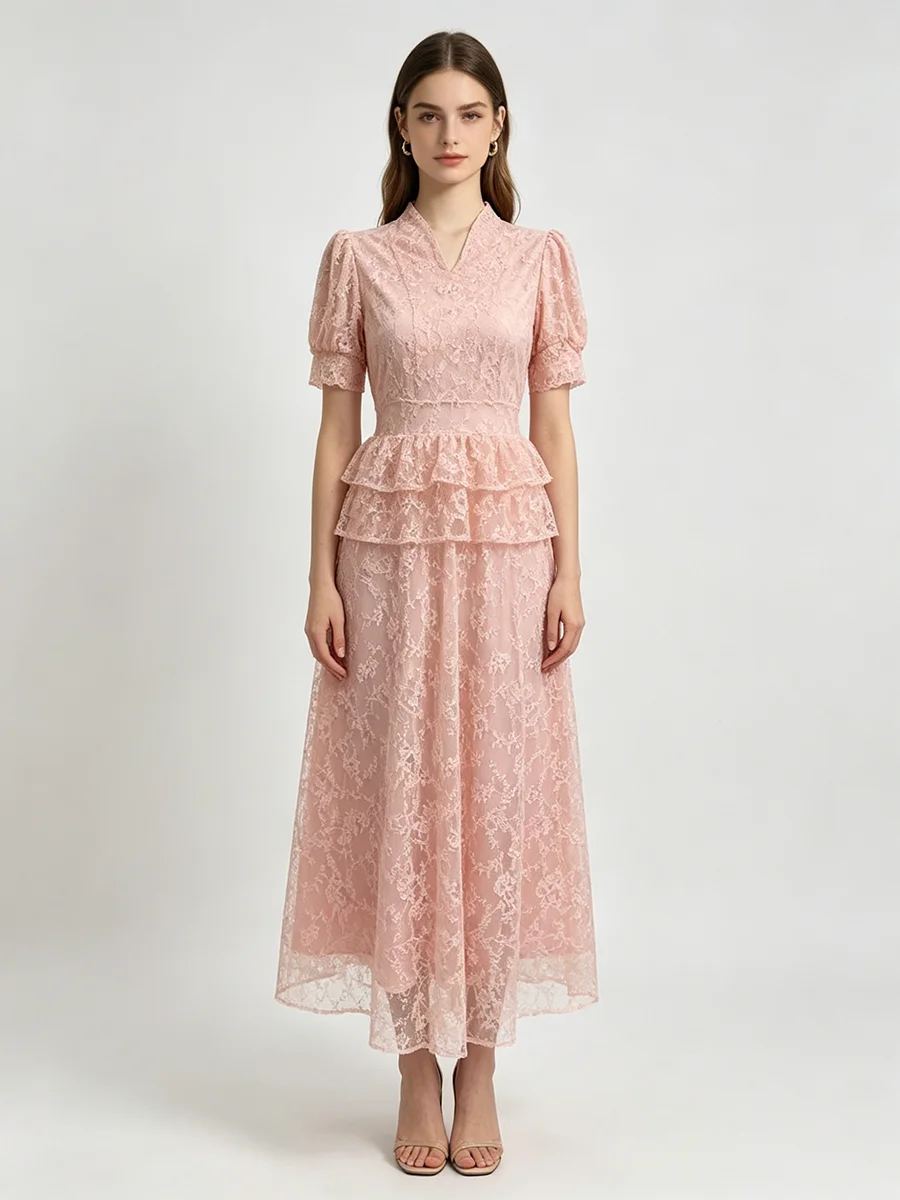 BJTZ 2026 Women French Vintage V Neck Maxi Dress Elegant Embroidery Mesh Tie Waist Party Long Dresses
BJTZ 2026 Women French Vintage V Neck Maxi Dress Elegant Embroidery Mesh Tie Waist Party Long Dresses