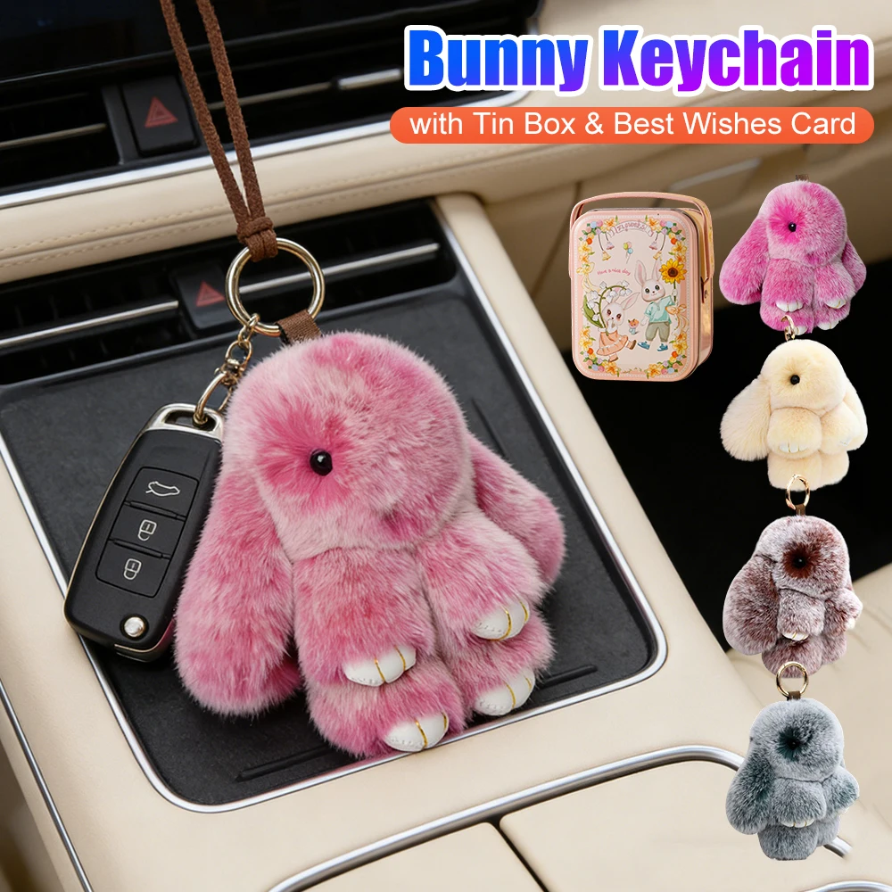 Bunny Keychain with Tin Box & Best Wishes Card Cute Soft Fuzzy Bunny Doll Pendant Keychain for Bag Backpack Rabbit Charm Easter
Bunny Keychain with Tin Box & Best Wishes Card Cute Soft Fuzzy Bunny Doll Pendant Keychain for Bag Backpack Rabbit Charm Easter