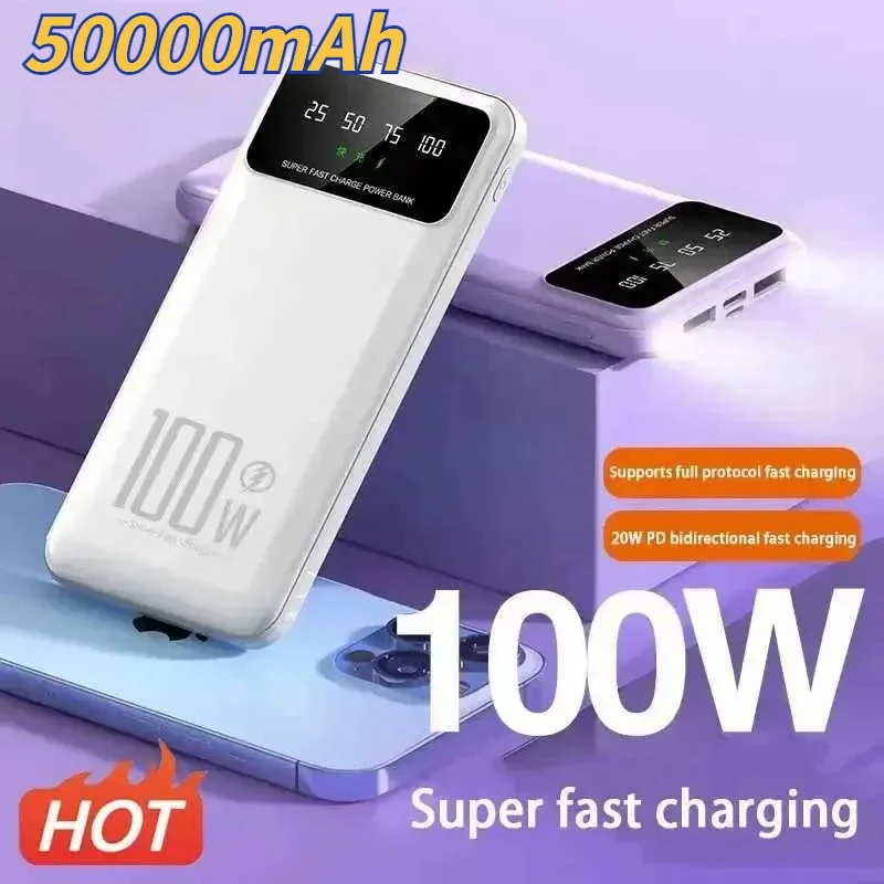 Cell Phone Portable Power Bank 50000mAh 100W Super Fast Charging Portable Battery Charger Cases for iPhone Huawei Samsung Xiaomi
Cell Phone Portable Power Bank 50000mAh 100W Super Fast Charging Portable Battery Charger Cases for iPhone Huawei Samsung Xiaomi