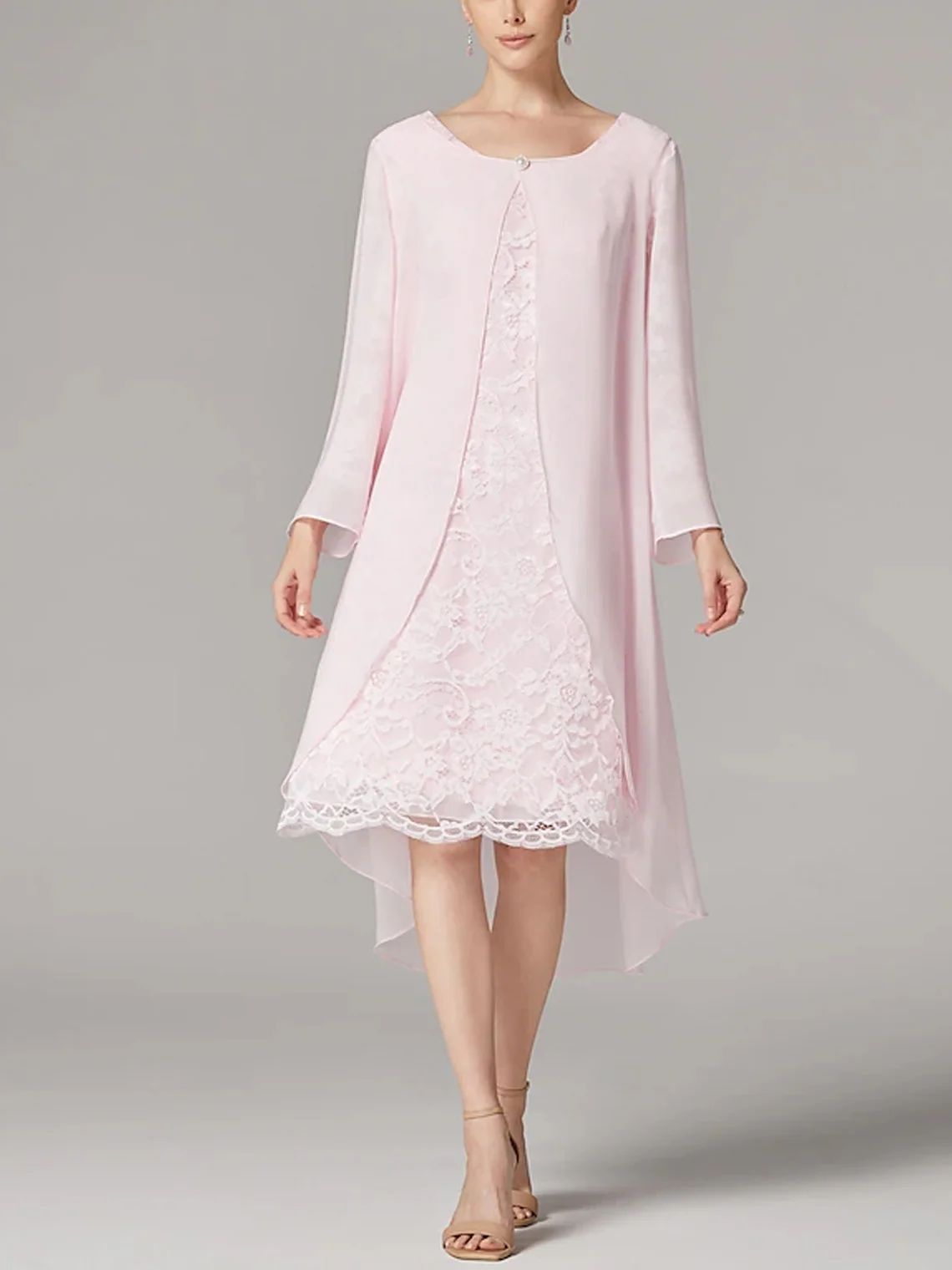 Elegant A-Line Chiffon Lace Wedding Dress Jewel Neck Knee Length Long Sleeves Mother of the Bride Gown 2025 free customized
Elegant A-Line Chiffon Lace Wedding Dress Jewel Neck Knee Length Long Sleeves Mother of the Bride Gown 2025 free customized