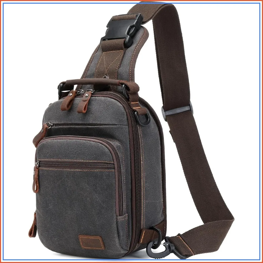 Men's Waxed Canvas Crossbody Sling Bag Chest Pack Water Resistant Shoulder Casual Daypack
Men's Waxed Canvas Crossbody Sling Bag Chest Pack Water Resistant Shoulder Casual Daypack