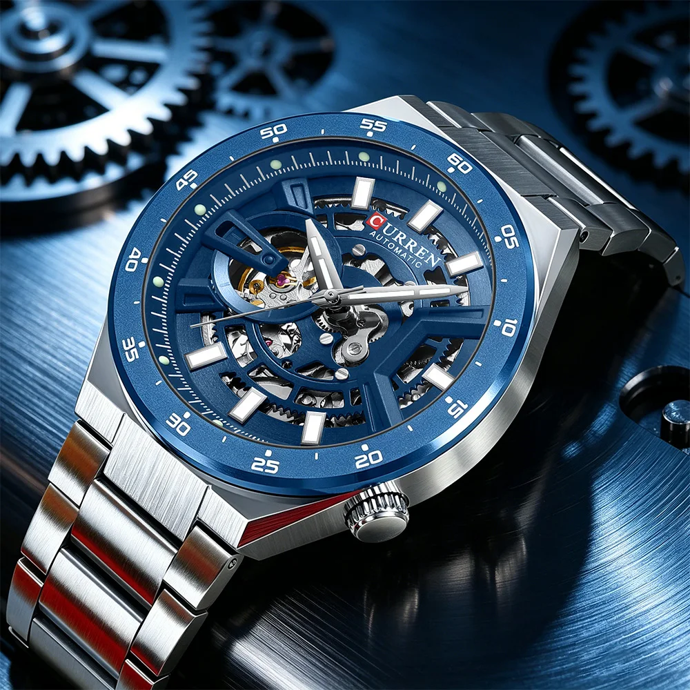 CURREN Brand Men's Fashion Sport Automatic Round Hollow Rotating Mechanical Stainless Steel Glow in the Dark Men Watch
CURREN Brand Men's Fashion Sport Automatic Round Hollow Rotating Mechanical Stainless Steel Glow in the Dark Men Watch