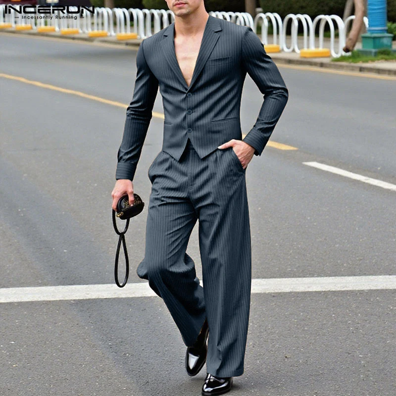 INCERUN Men Striped Sets Lapel Long Sleeve Blazer & Pants Two Pieces Sets Streetwear 2025 Elegant Fashion Men Casual Suits S-5XL
INCERUN Men Striped Sets Lapel Long Sleeve Blazer & Pants Two Pieces Sets Streetwear 2025 Elegant Fashion Men Casual Suits S-5XL