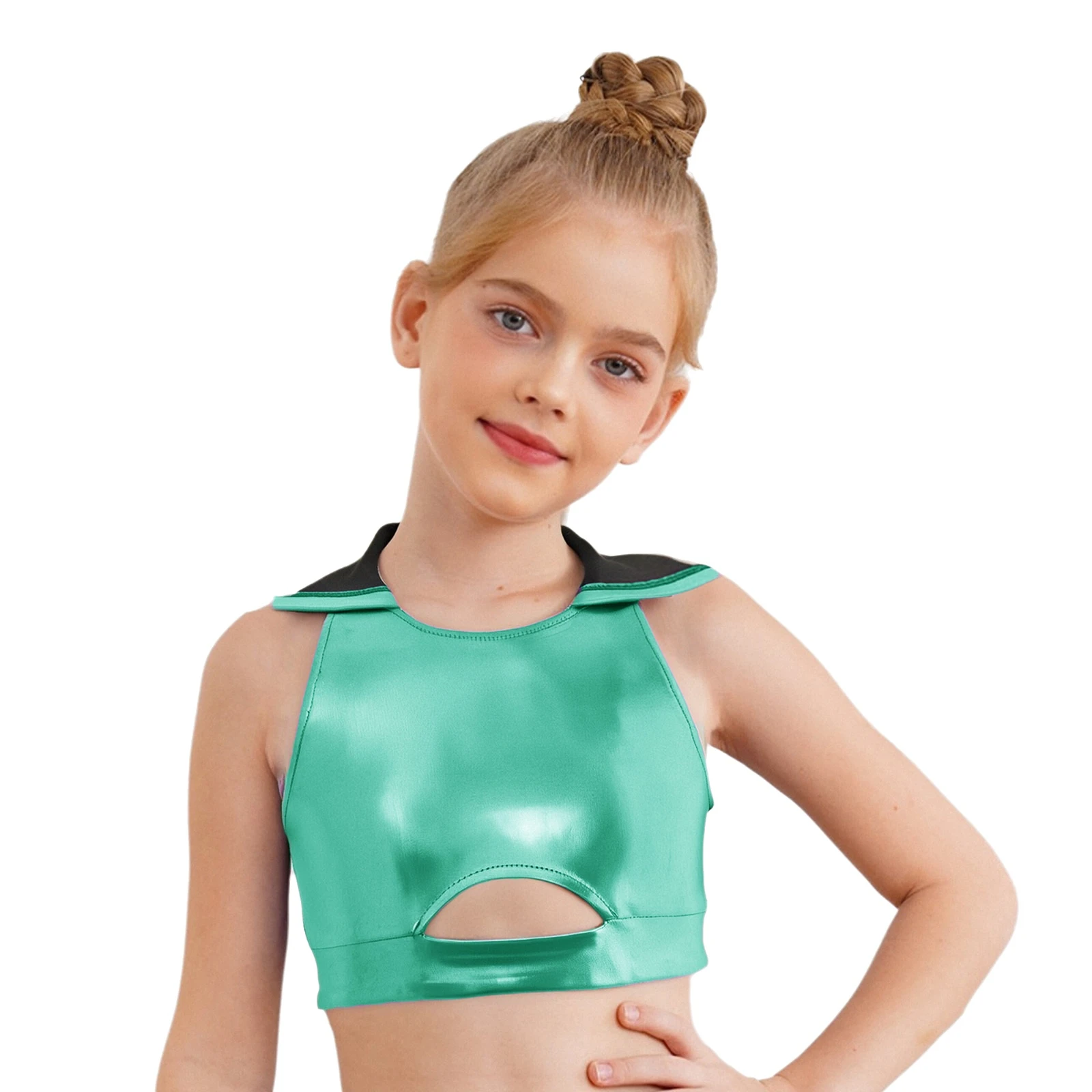 Kids Girls Hip Hop Jazz Dance Crop Tops Athletic Vest Metallic Shiny Cutout Hooded Tank Top Gymnastics stage Performance Costume
Kids Girls Hip Hop Jazz Dance Crop Tops Athletic Vest Metallic Shiny Cutout Hooded Tank Top Gymnastics stage Performance Costume