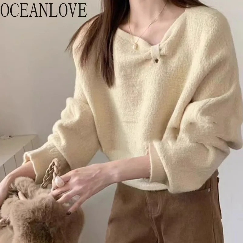 OCEANLOVE женские свитера с косым воротником, однотонные осенне-зимние элегантные пуловеры, корейские модные милые шикарные простые пуловеры
OCEANLOVE женские свитера с косым воротником, однотонные осенне-зимние элегантные пуловеры, корейские модные милые шикарные простые пуловеры