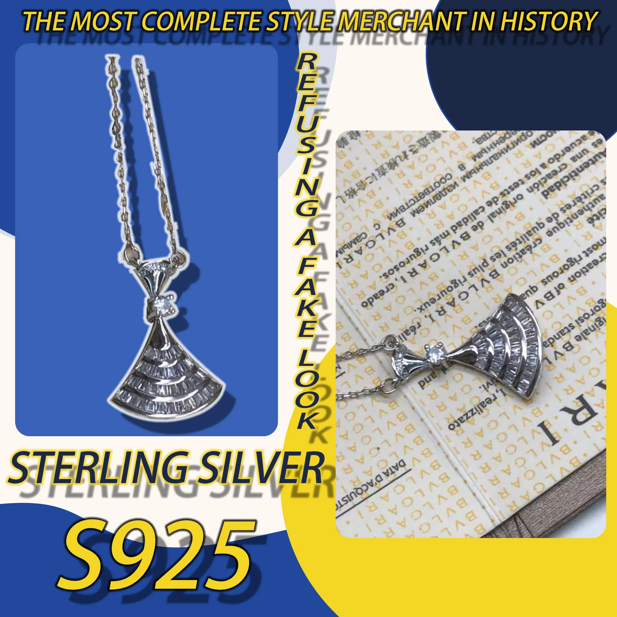 Light luxury diamond studded fan-shaped necklace in pure silver S925 temperament smooth surface necklace Divas' Dream series
Light luxury diamond studded fan-shaped necklace in pure silver S925 temperament smooth surface necklace Divas' Dream series