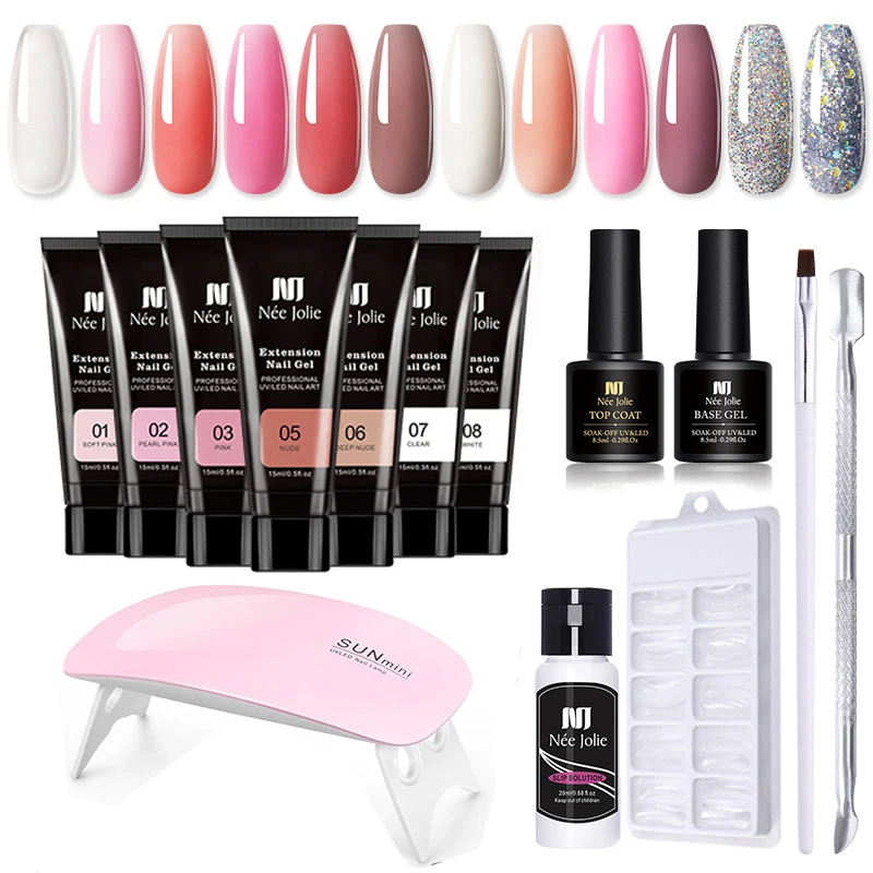 Poly Nail Gel Kit All For Manicure Quick Extension Polygels Kit Nail Set With LED Lamp Gel Building poligel For Nail Salon
Poly Nail Gel Kit All For Manicure Quick Extension Polygels Kit Nail Set With LED Lamp Gel Building poligel For Nail Salon