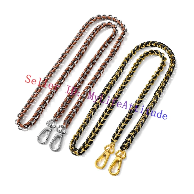 110cm Braided Leather Laced Metal Chain Bag Strap For Designer Dauphine Lady Handbag Women Purse Pochette Brown Black 2 Colors
110cm Braided Leather Laced Metal Chain Bag Strap For Designer Dauphine Lady Handbag Women Purse Pochette Brown Black 2 Colors