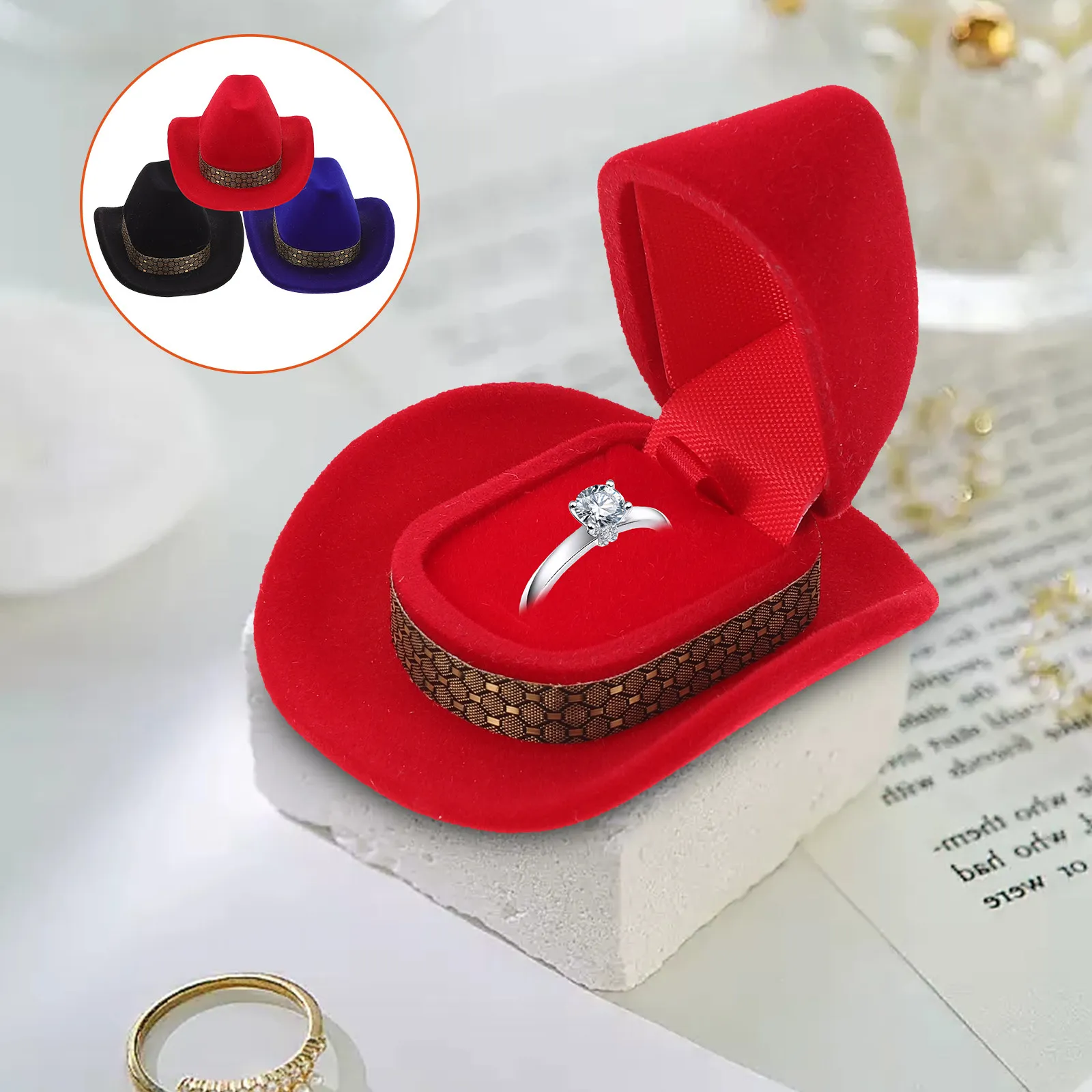 3Pcs Creative Ring Box Unique Cowboy Hat Design Jewelry Box for Women Ring Storage Case Romantic Proposal Decoration Accessory
3Pcs Creative Ring Box Unique Cowboy Hat Design Jewelry Box for Women Ring Storage Case Romantic Proposal Decoration Accessory