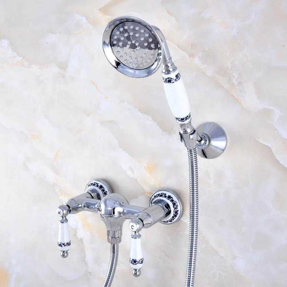 Contemporary Chrome Brass Wall Mounted Bathroom Shower Faucet Set with 150CM Hose Handheld Spray Head Mixer Tap Dna783
Contemporary Chrome Brass Wall Mounted Bathroom Shower Faucet Set with 150CM Hose Handheld Spray Head Mixer Tap Dna783