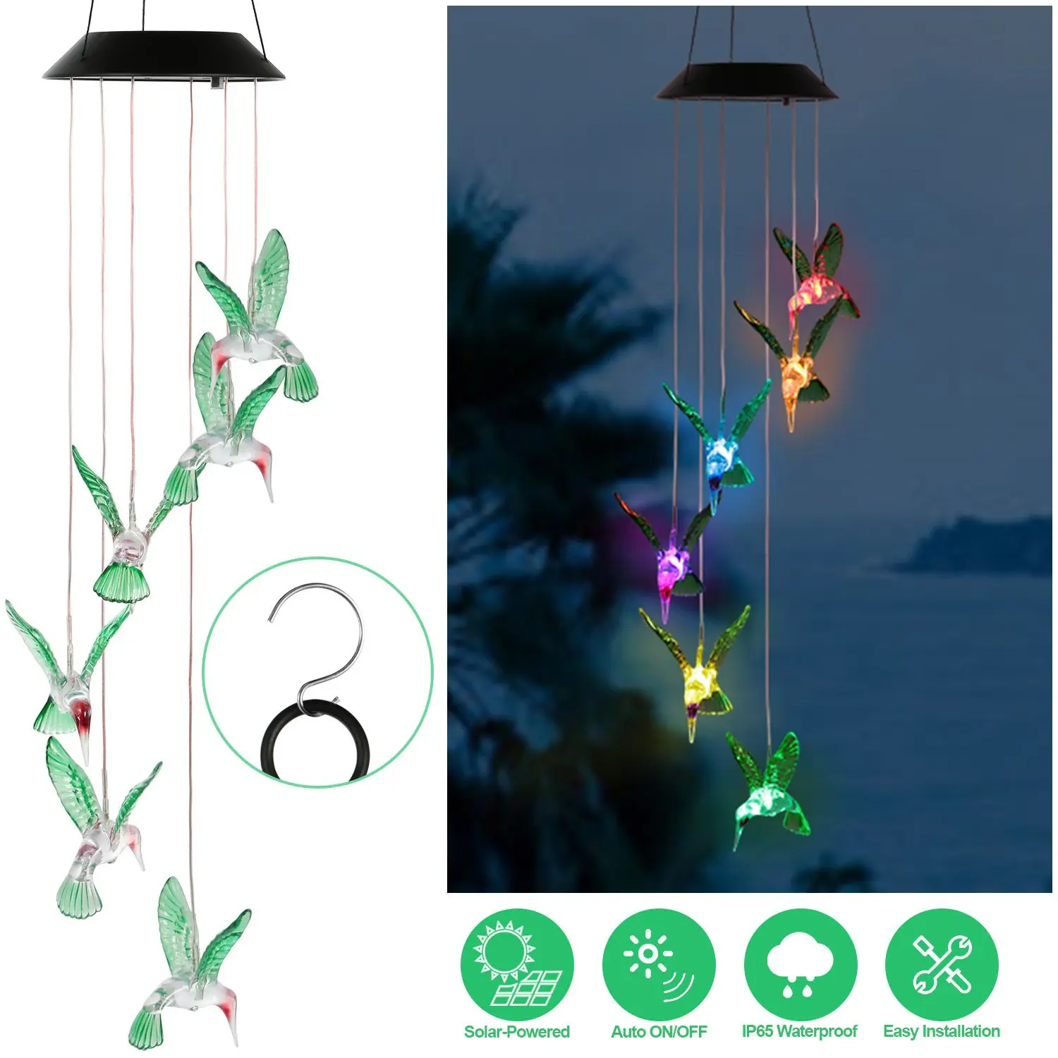 LED Solar Hummingbird Wind Chime Solar String Lights 6 LEDs Color-Changing IP65 Waterproof Decorative Lamp Lighting for Home Gar
LED Solar Hummingbird Wind Chime Solar String Lights 6 LEDs Color-Changing IP65 Waterproof Decorative Lamp Lighting for Home Gar