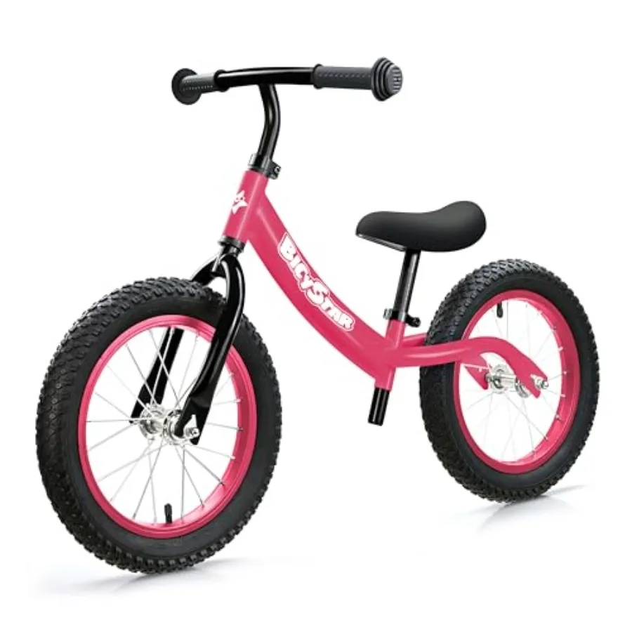 Toddler balance bike for 3-6 years, rubber air tires, black frame, lightweight and adjustable seat/handlebar with footrest
Toddler balance bike for 3-6 years, rubber air tires, black frame, lightweight and adjustable seat/handlebar with footrest